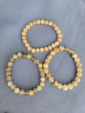 Citrine Crystal Bracelet | Golden Quartz Beaded Stretch Bracelet | Stackable